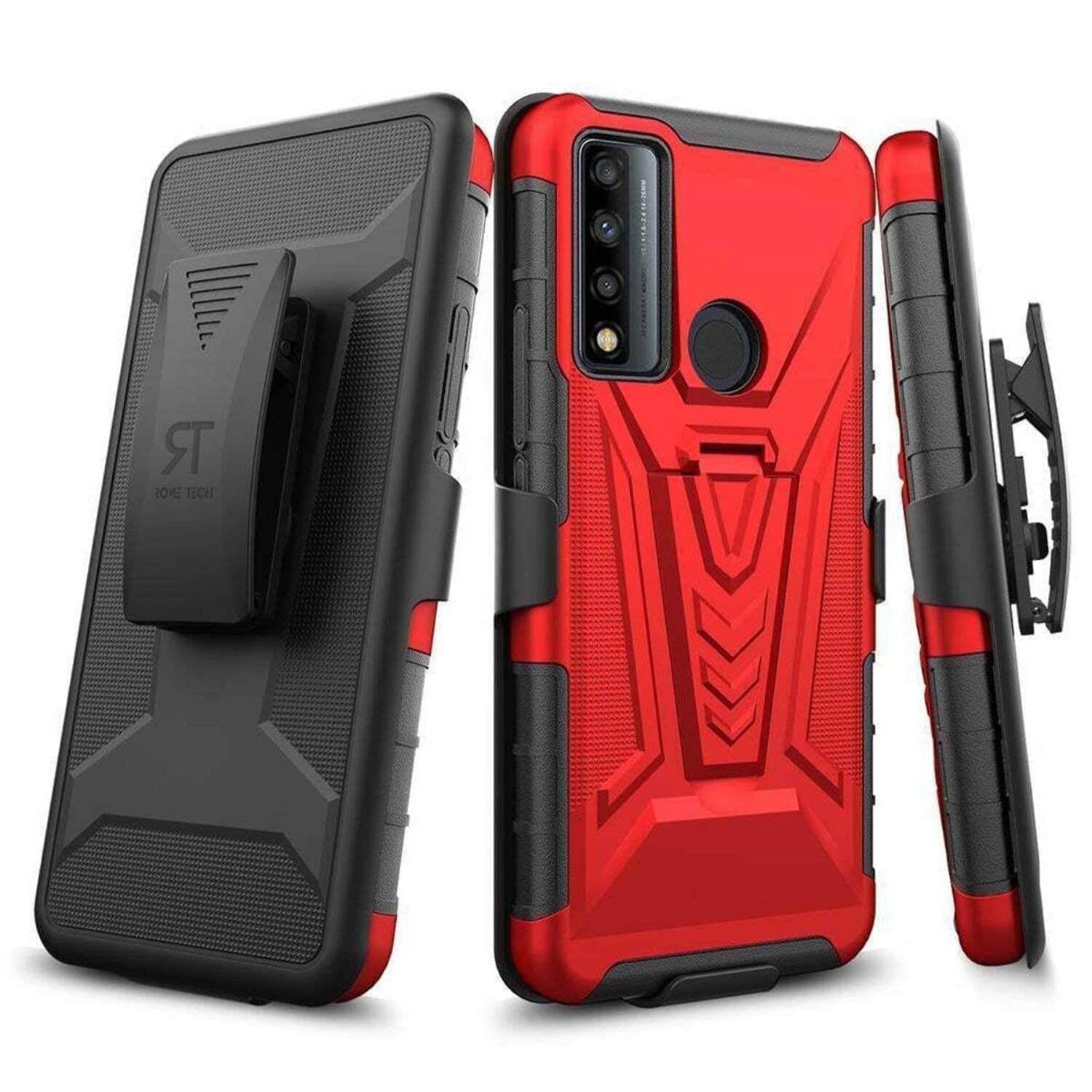RomeTech - Rome Tech Dual Layer Holster for TCL 4X 5G - Red