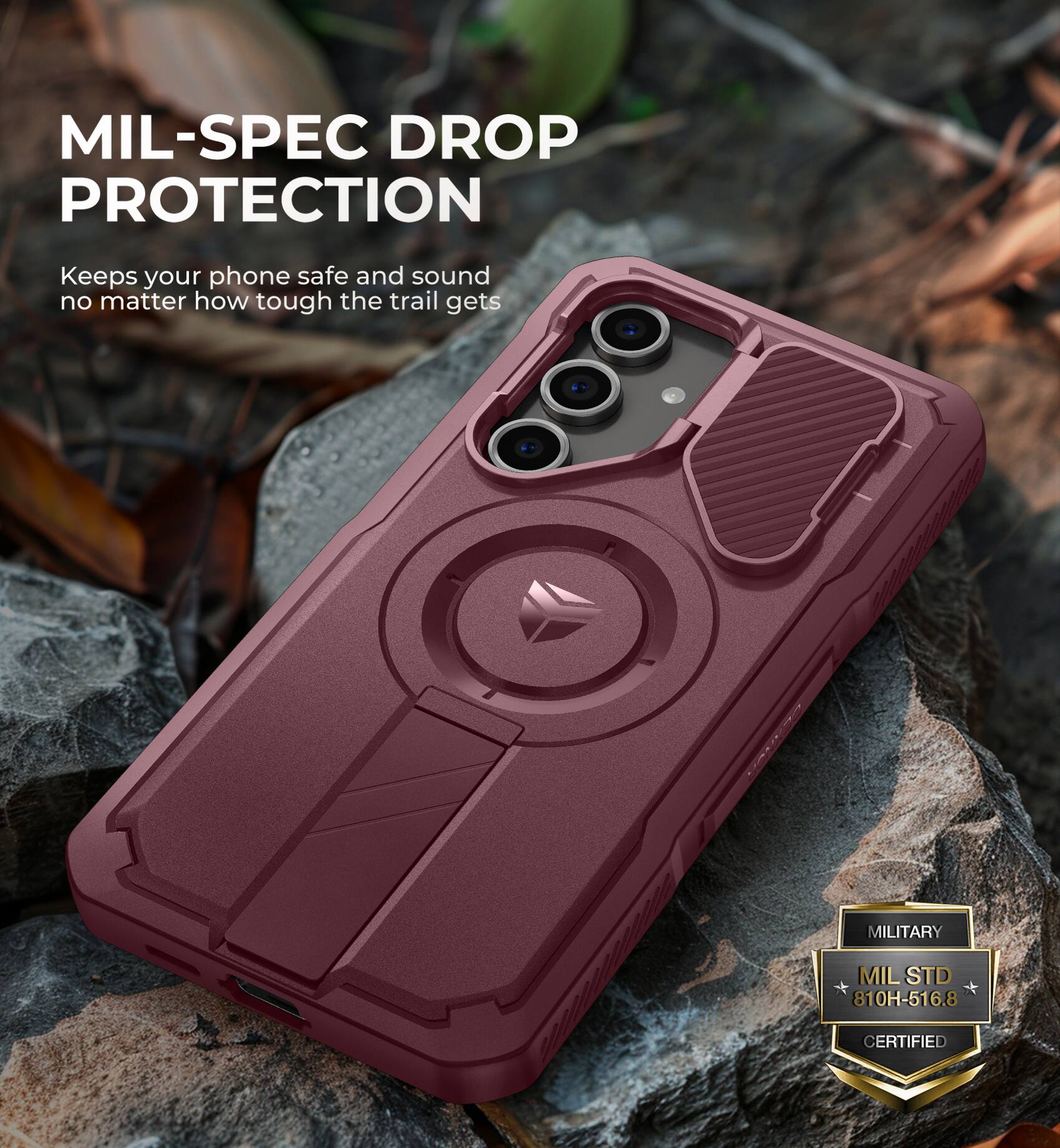 MIL-SPEC DROP PROTECTION | Keeps your phone safe and sound no matter how tough the trail gets | MILITARY MIL STD 810H-516.8 CERTIFIED