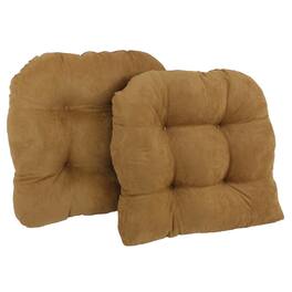 Blazing Needles - 19-inch U-Shaped Micro Suede Tufted Dining Chair Cushion (Set of 2) - Camel