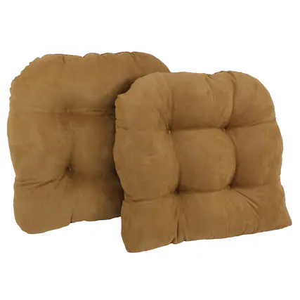Front. Blazing Needles - 19-inch U-Shaped Micro Suede Tufted Dining Chair Cushion (Set of 2) - Camel.