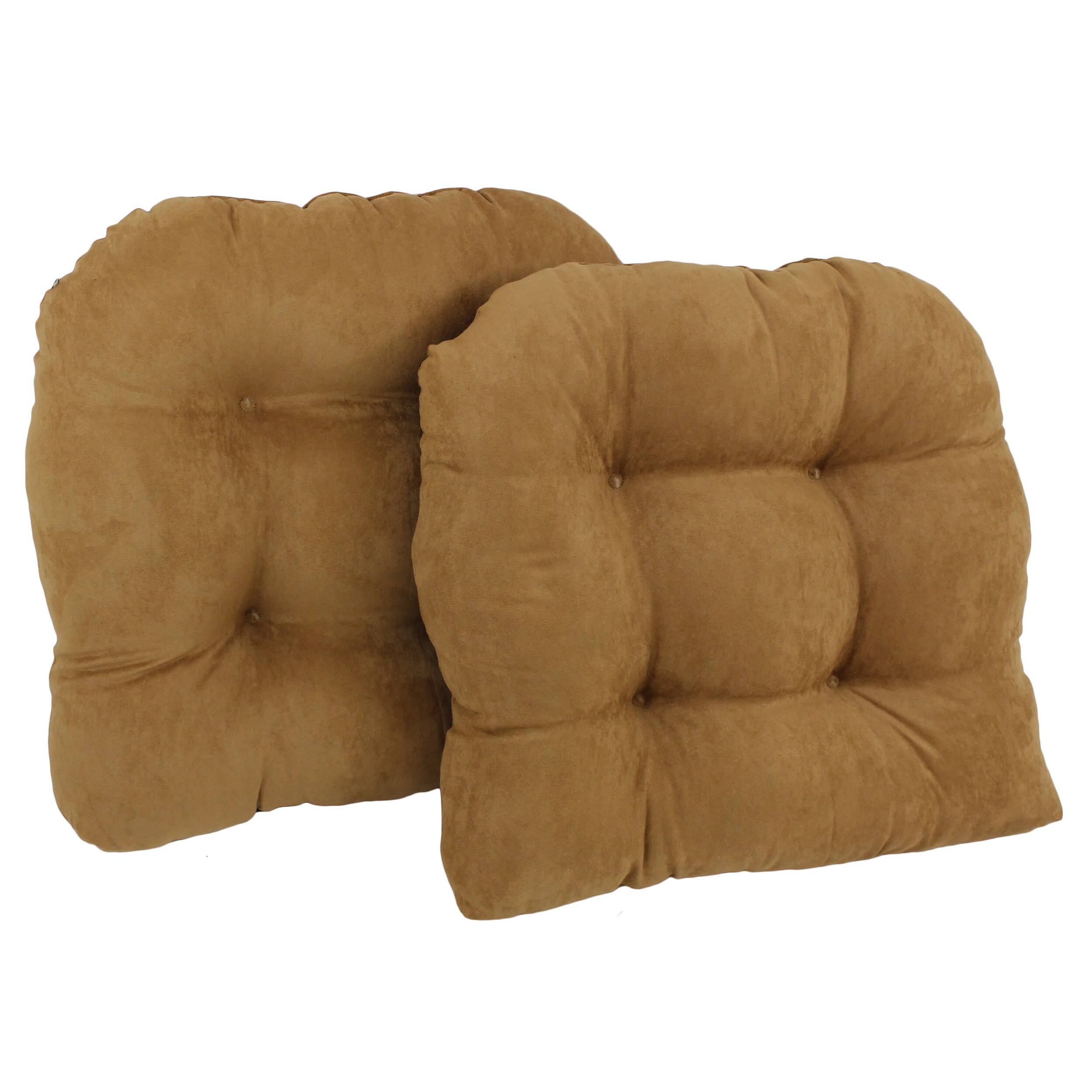 Front. Blazing Needles - 19-inch U-Shaped Micro Suede Tufted Dining Chair Cushion (Set of 2) - Camel.