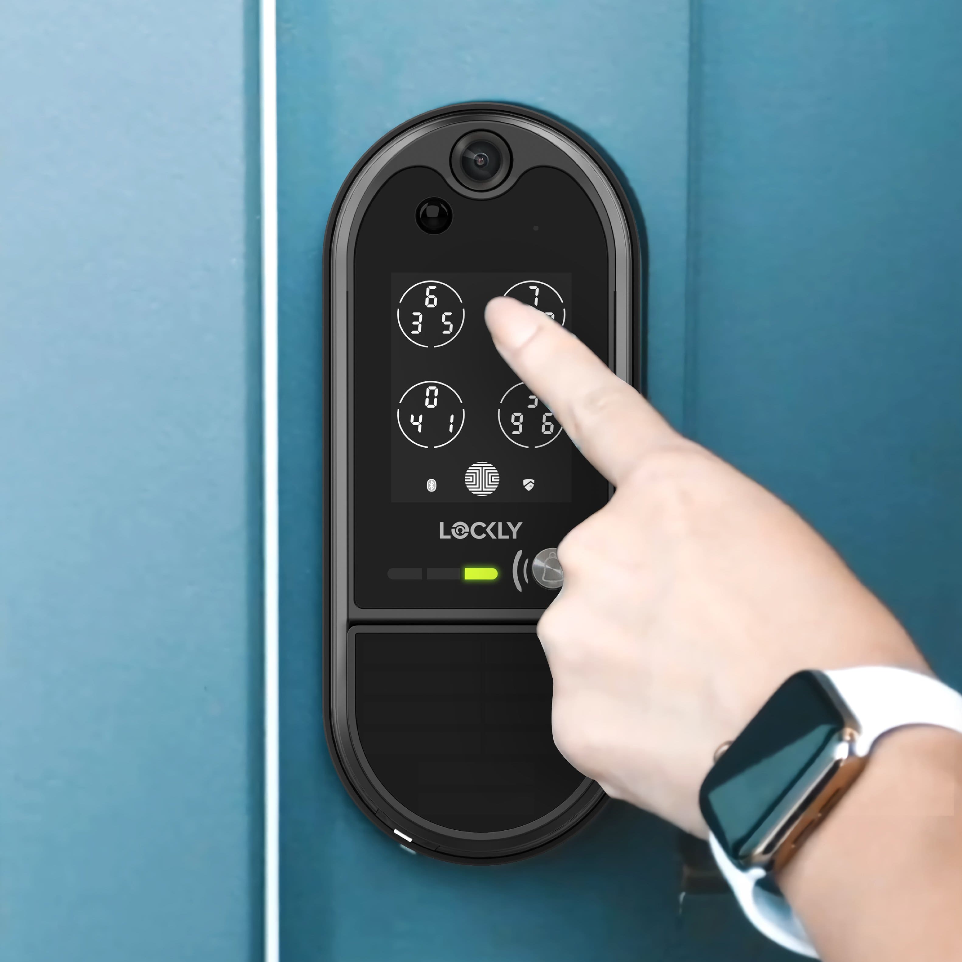 Alt View 16. Lockly - Vision Elite Smart Lock Deadbolt with with App/Keypad/Biometric/Voice Assistant/Key Access Solar Charging - Matte Black.