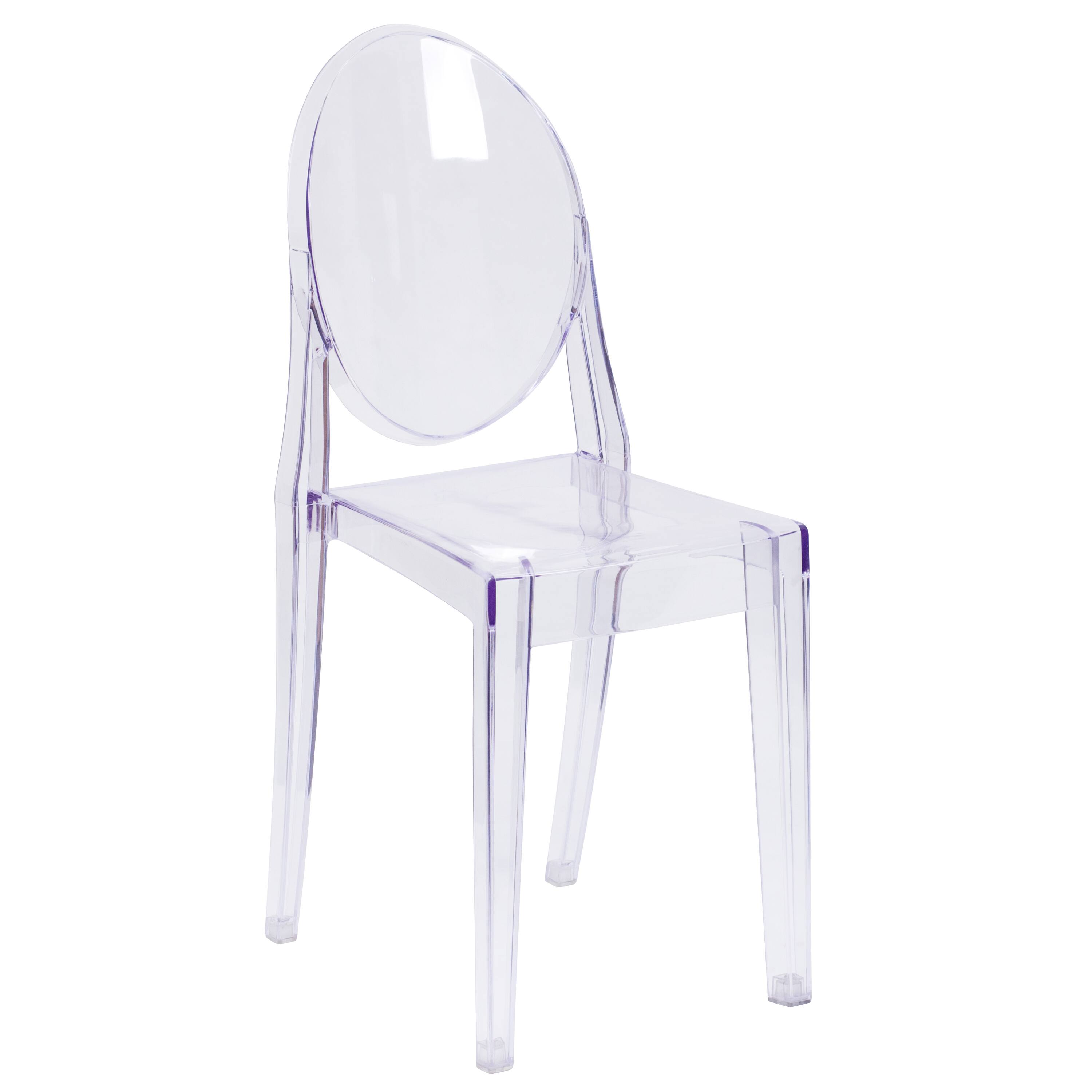 Front. Emma + Oliver - Ghost Side Chair - Clear.