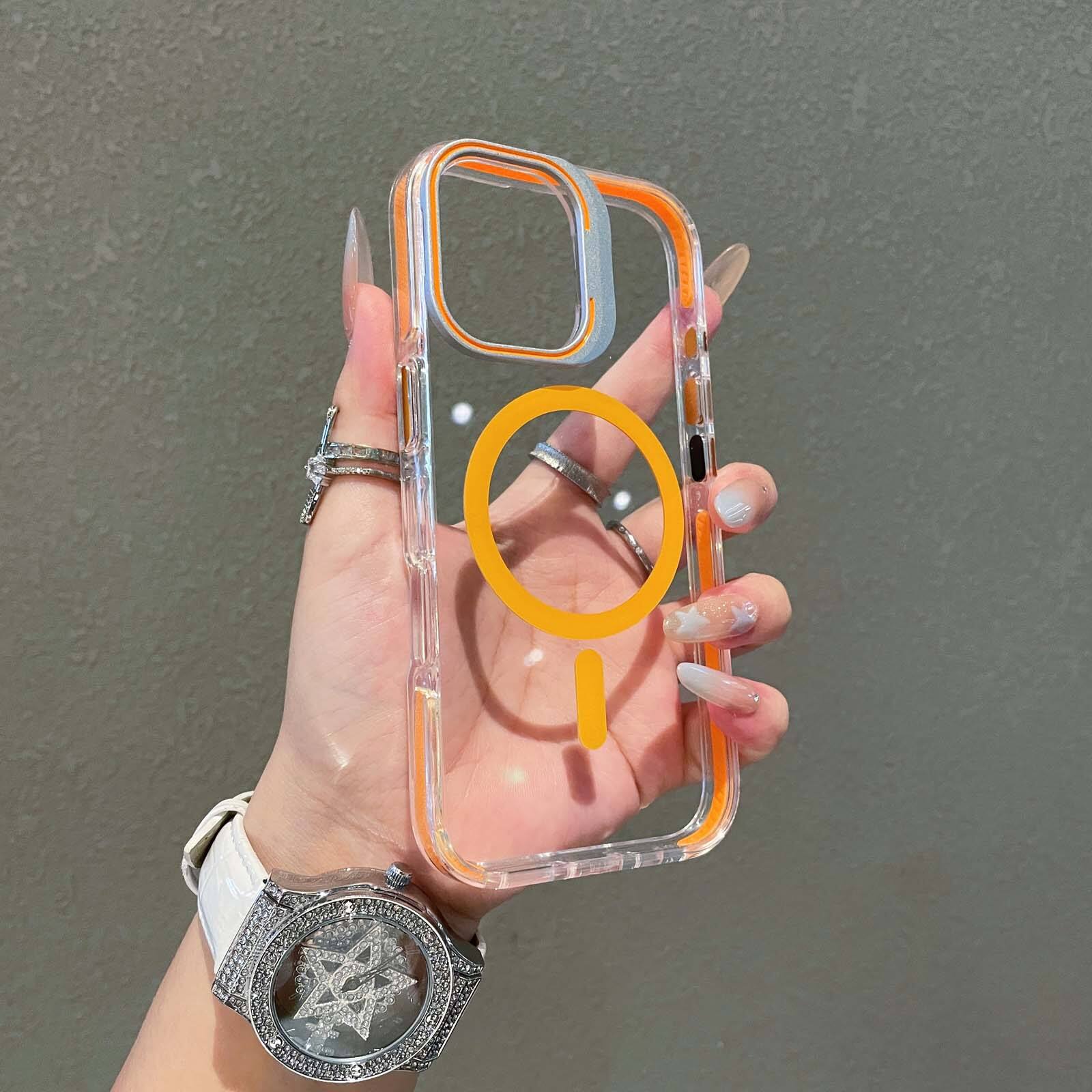 Alt View 2. Dteck - Magnetic Clear Case for Apple iPhone 17 Pro Max Built-in Camera Stand, Shockproof Transparent Cover with Lens Protector - Green.