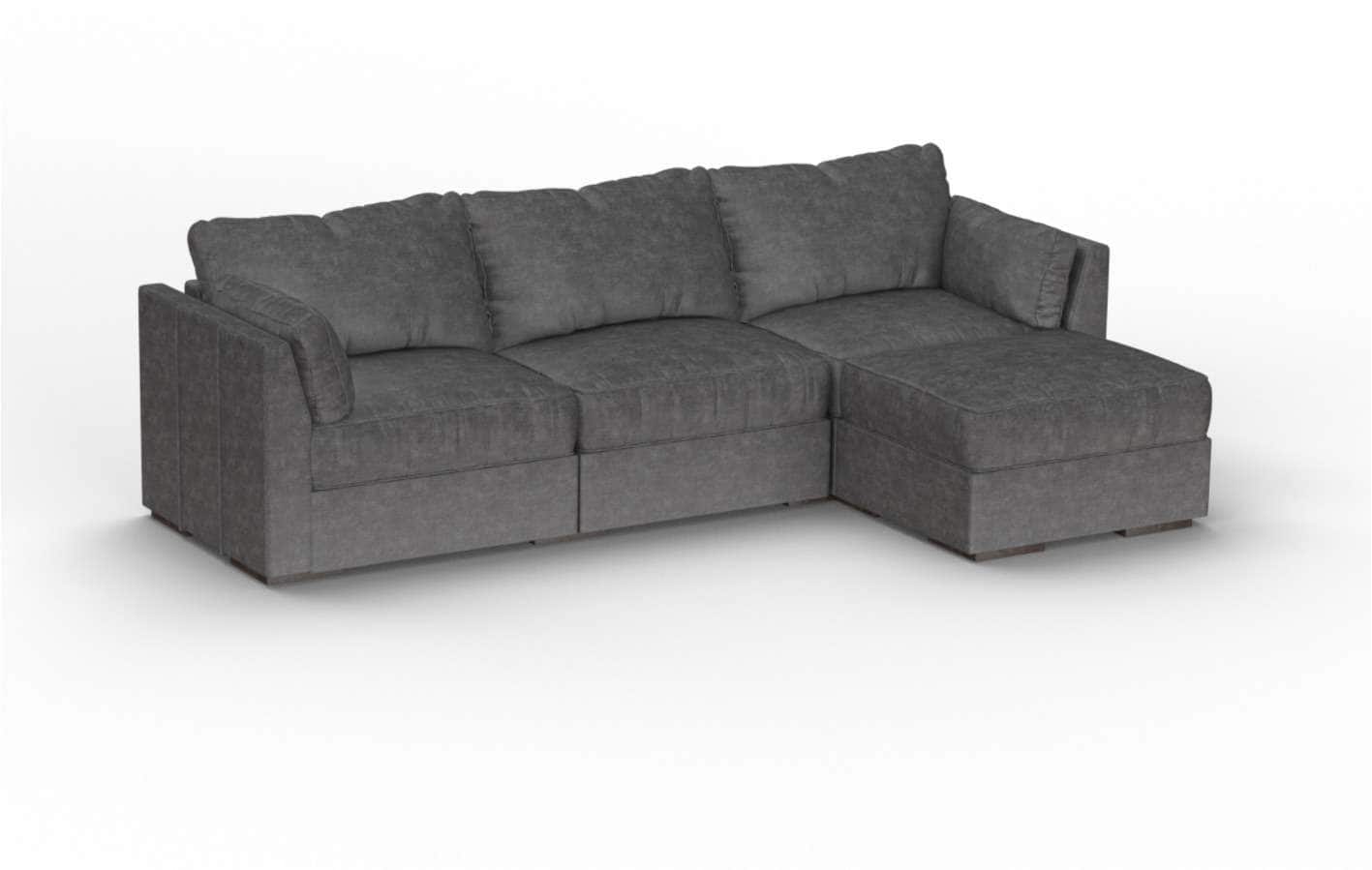 Lovesac - 4 Seats (3 Storage) + 5 Angled Sides Charcoal Grey Corded Velvet & Standard Foam Sactional - Charcoal Grey - Front_Zoom