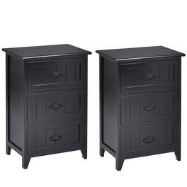 Gymax - 2 PCS 3 Drawers Nightstands End Table Storage Wood Side Bedside - Black
