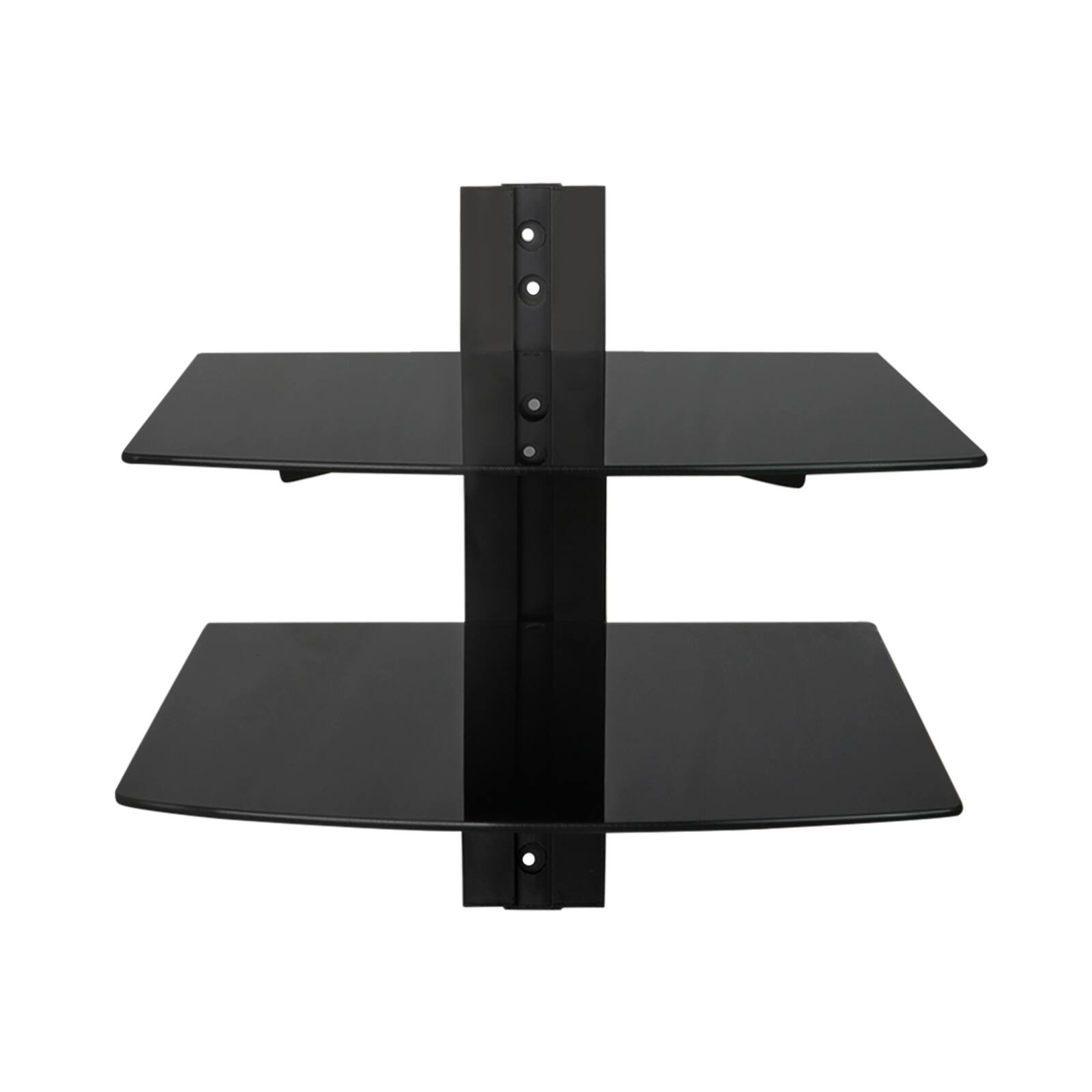 Alt View 1. MegaMounts - MegaMounts Tempered Glass Double Shelf Single Stud Wall Mount - Black.