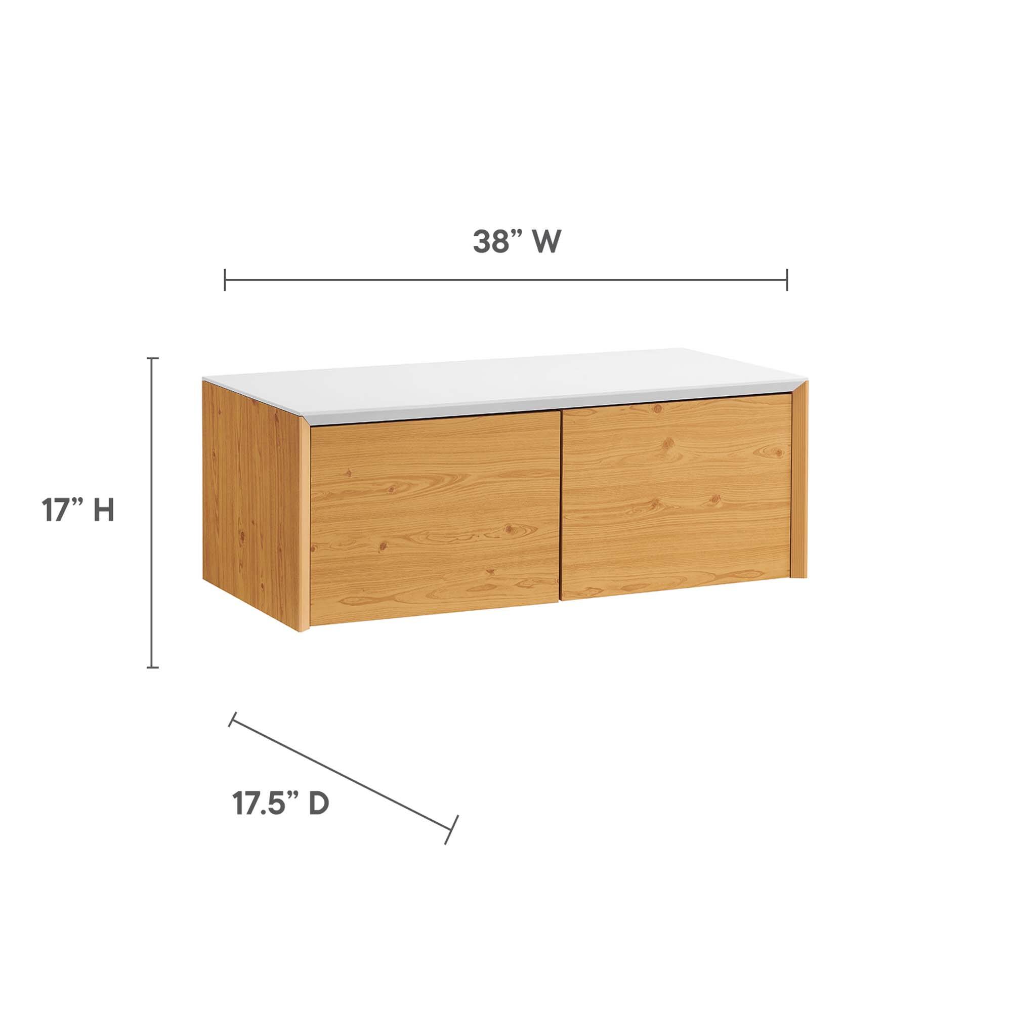 38" W x 17" H x 17.5" D