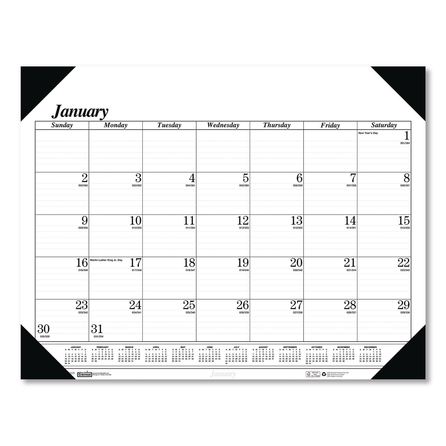 House of Doolittle - Recycled One Color Dated Monthly Desk Pad Calendar 12 Month January 2026 to December 2026