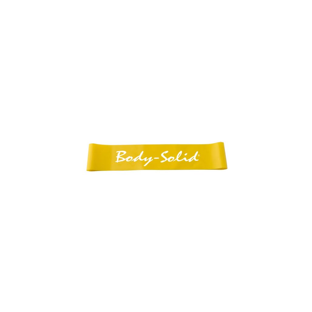 Front. Amber Sporting Goods - Body Solid Tools (BSTBM1) Mini Bands for Workout Resistance Exercise & Physical Therapy, Core Strength, Very Light - Yellow.
