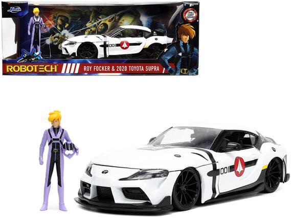 Jada 8+ DIE: CAST FIGURE O01 ROBOTECH ROY FOCKER & 2020 TOYOTA SUPRA