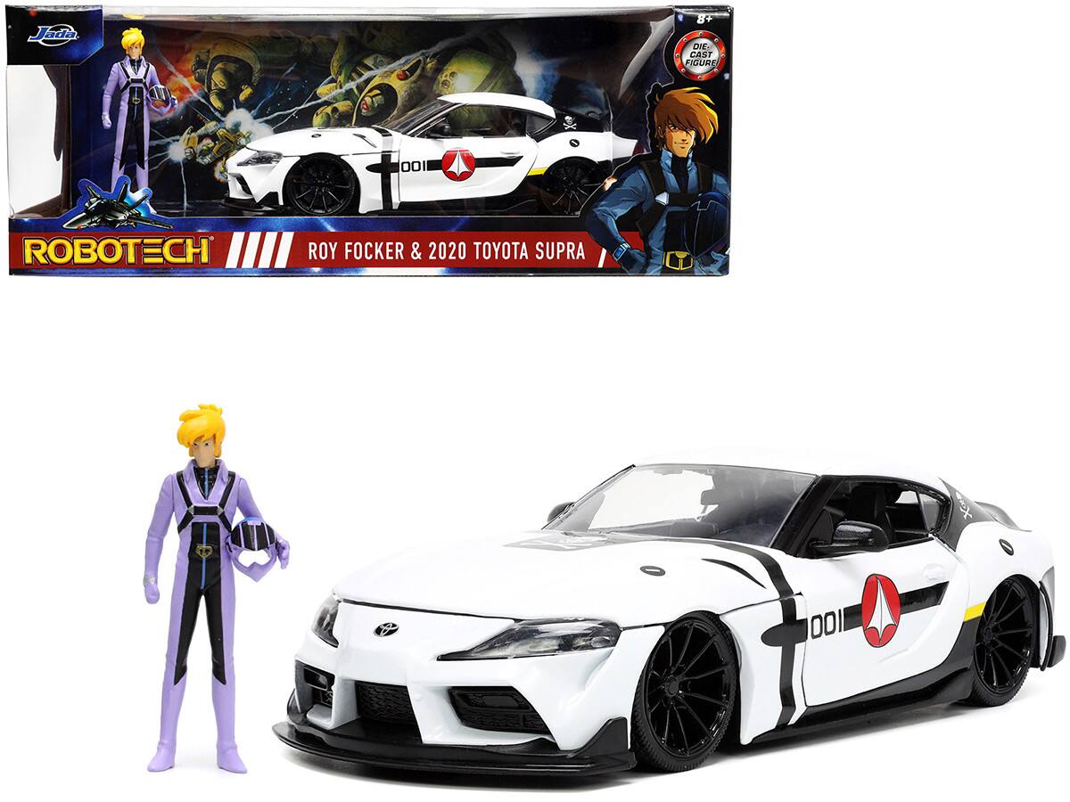 Jada 8+ DIE: CAST FIGURE O01 ROBOTECH ROY FOCKER & 2020 TOYOTA SUPRA