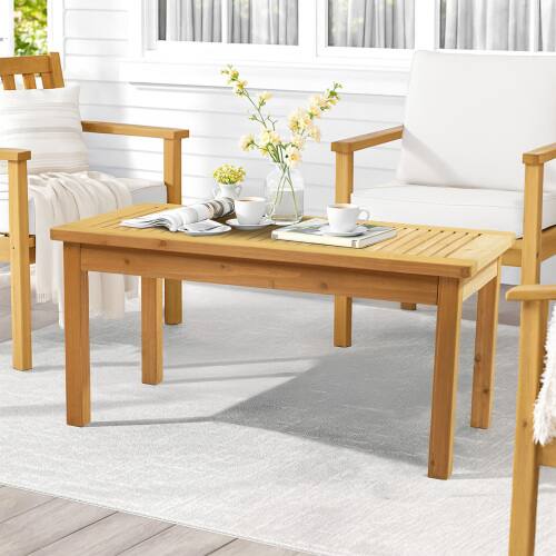 Alt View 9. Winado - 35in Patio Wooden Coffee Accent Side Table for Indoor/Outdoor Resistant Table Furniture - Teak.