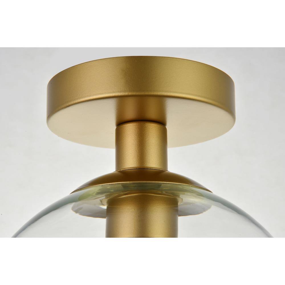 Alt View 1. Living District - Baxter 1 Light Brass Flush Mount With Clear Glass - Brass And Clear.