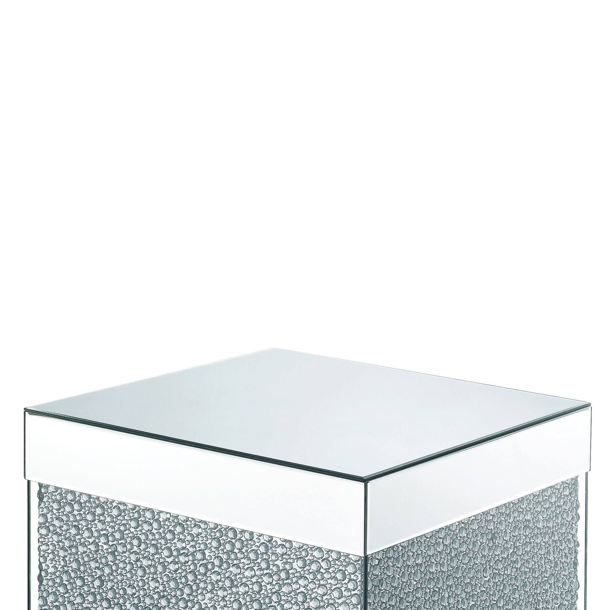 Alt View 3. Manhattan Lane - Contemporary Square Wooden End Table with Faux Crystal Inlays - Silver.