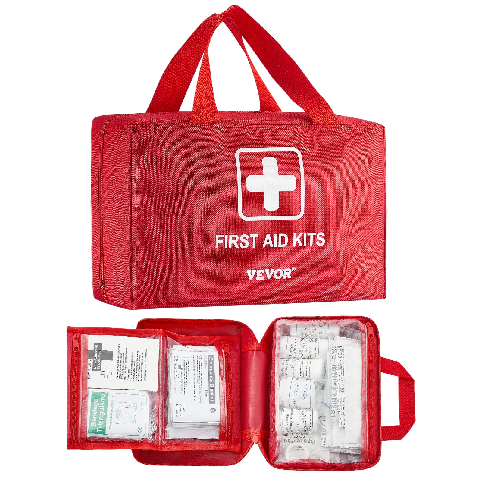 FIRST AID KITS  
VEVOR  

- Bandage Triangulaire  
- 3 5  
- 2 Emergency Bandage  
- CREPE TAPE  
- Gauze