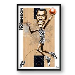 Sporticulture - David Robinson San Antonio Spurs Framed 14" x 20" Player Caricature Art - Multicolor