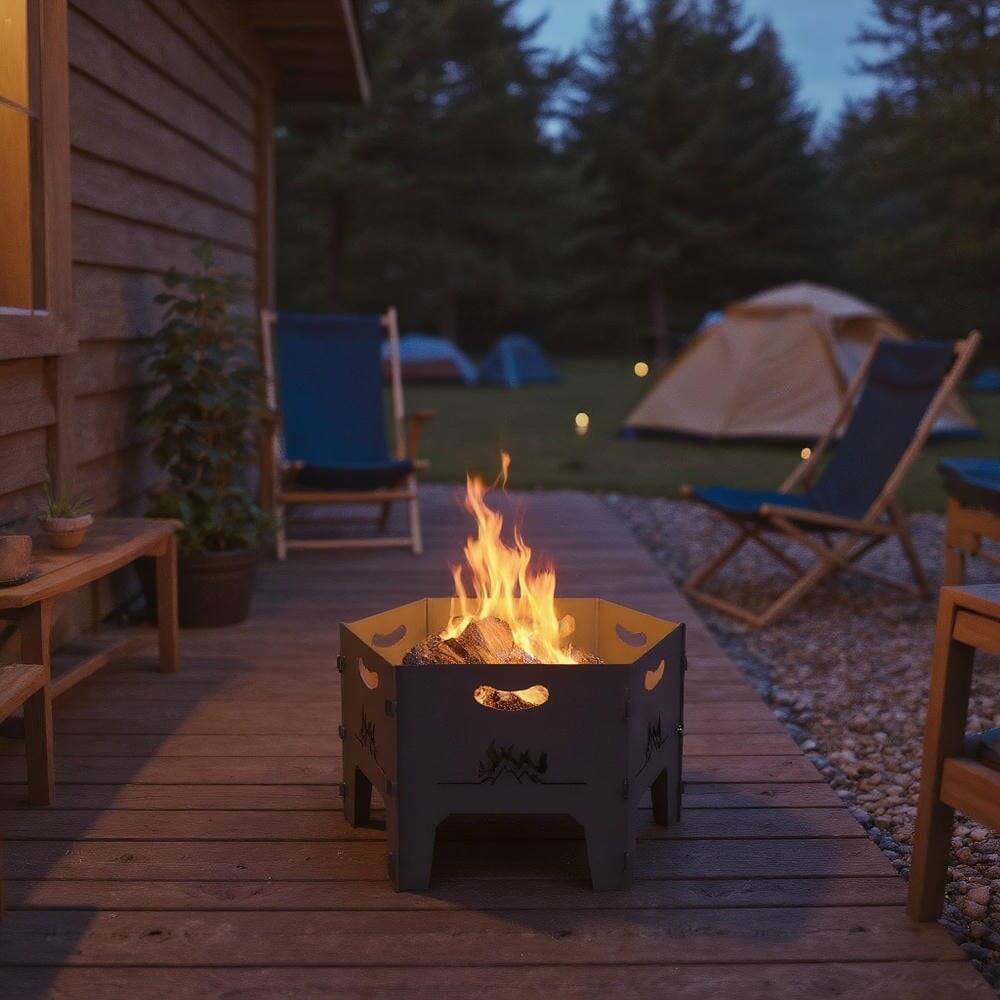 Front. Kadyn - Fire Pit Fire BowlOutdoor Firepit19 Inches Collapsible Portable Plug Fire Pit with Storage Bag - Black.