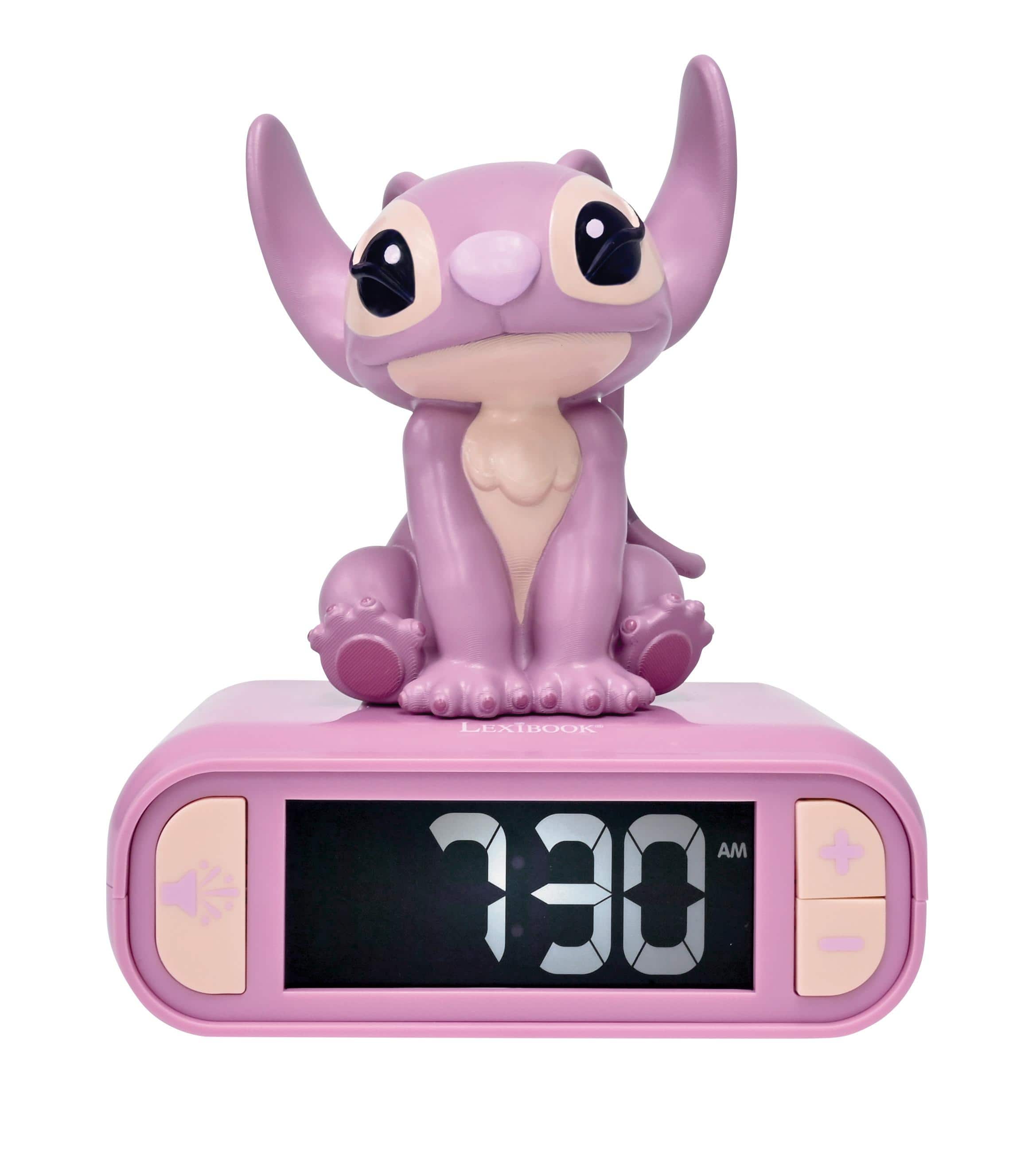 Lexibook - Disney Stitch Angel Night Light Alarm Clock with Sounds - Pink