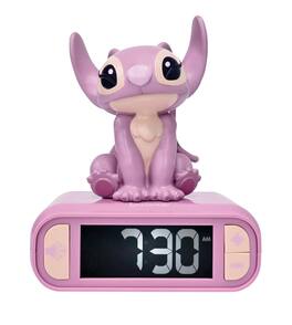 Lexibook - Disney Stitch Angel Night Light Alarm Clock with Sounds - Pink