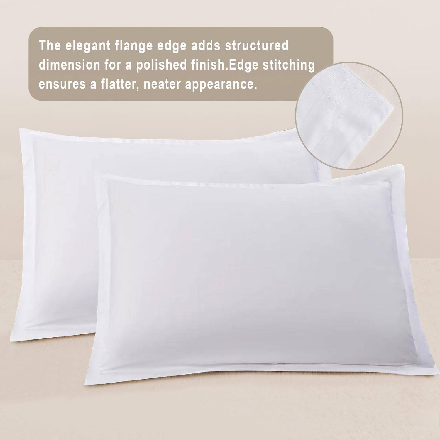 The elegant flange edge adds structured dimension for a polished finish. Edge stitching ensures a flatter, neater appearance.