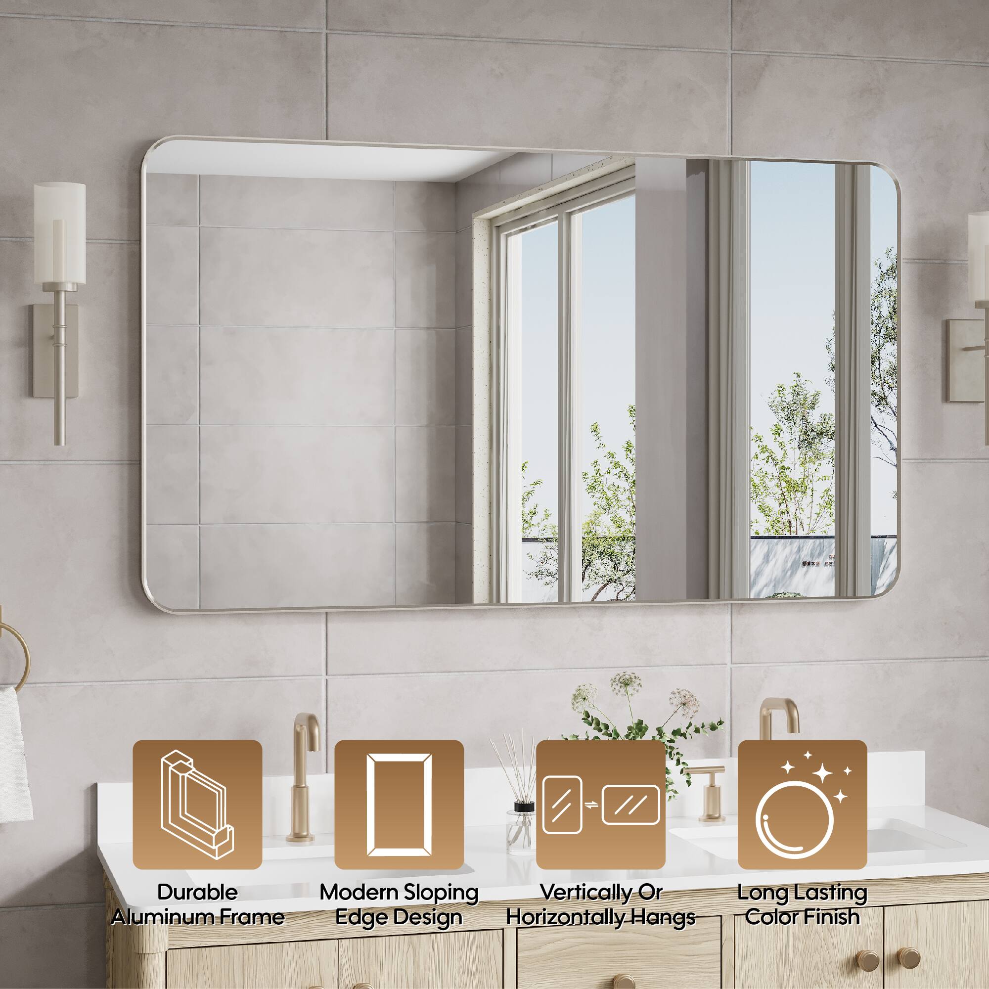 Durable Modern Sloping Vertically Or Long Lasting Aluminum Frame Edge Design Horizontally-Hangs Hangs Color Finish