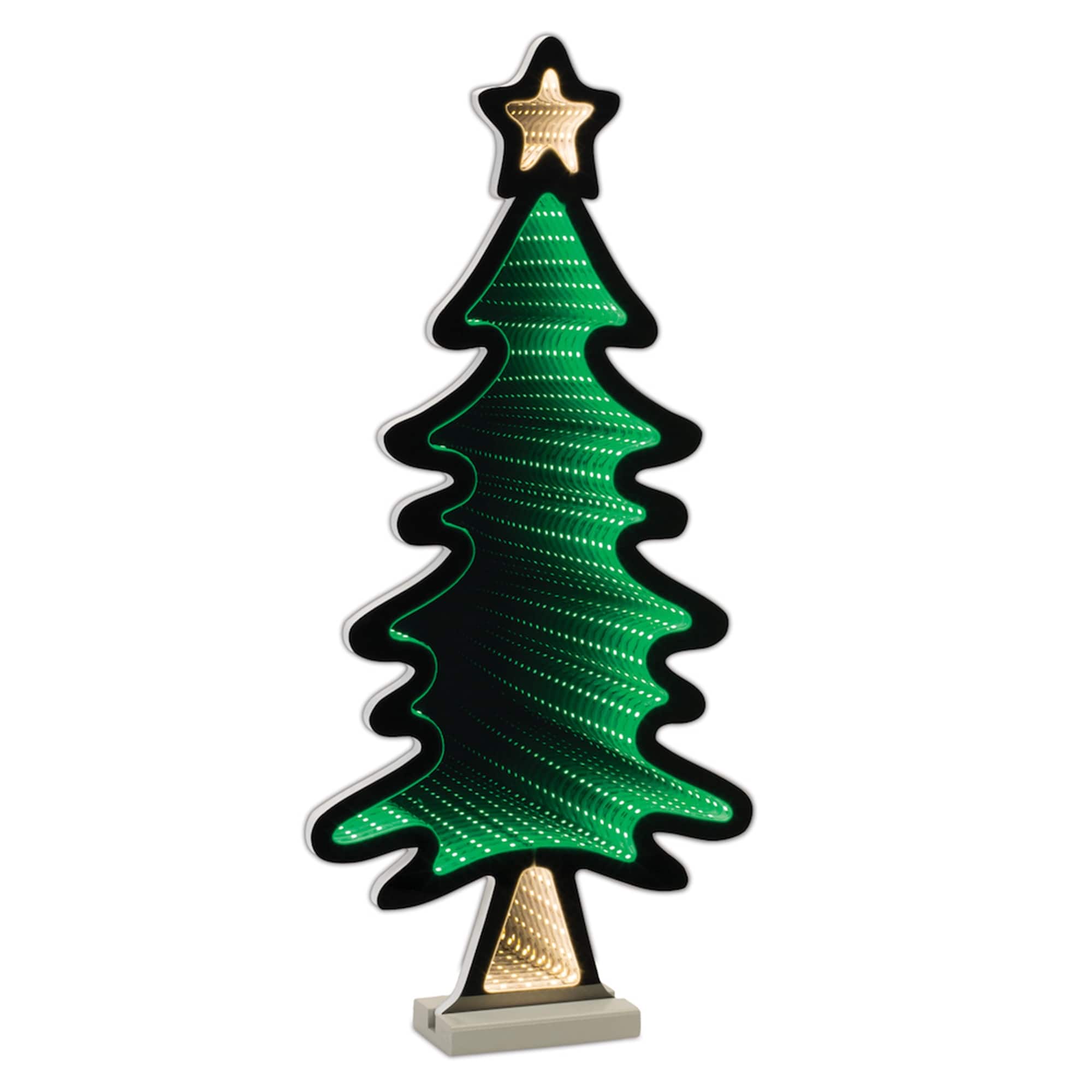Front. BreeBe - Christmas Tree Ekko Light Display 25"H - Green, White.