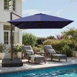 Crestlive Products - 13ft Aluminum Navy Slide-tilt Cantilever Patio Umbrella Base - Navy blue