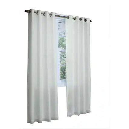 Front. Commonwealth Home Fashions - Commonwealth Thermavoile Rhapsody Lined European Voile Grommet Panel - 104x84" - Ivory - Ivory.