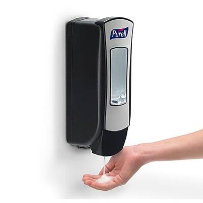 Alt View 4. Purell - ADX12 Wall Mounted Hand Sanitizer Dispenser - Black/Brushed Chrome.