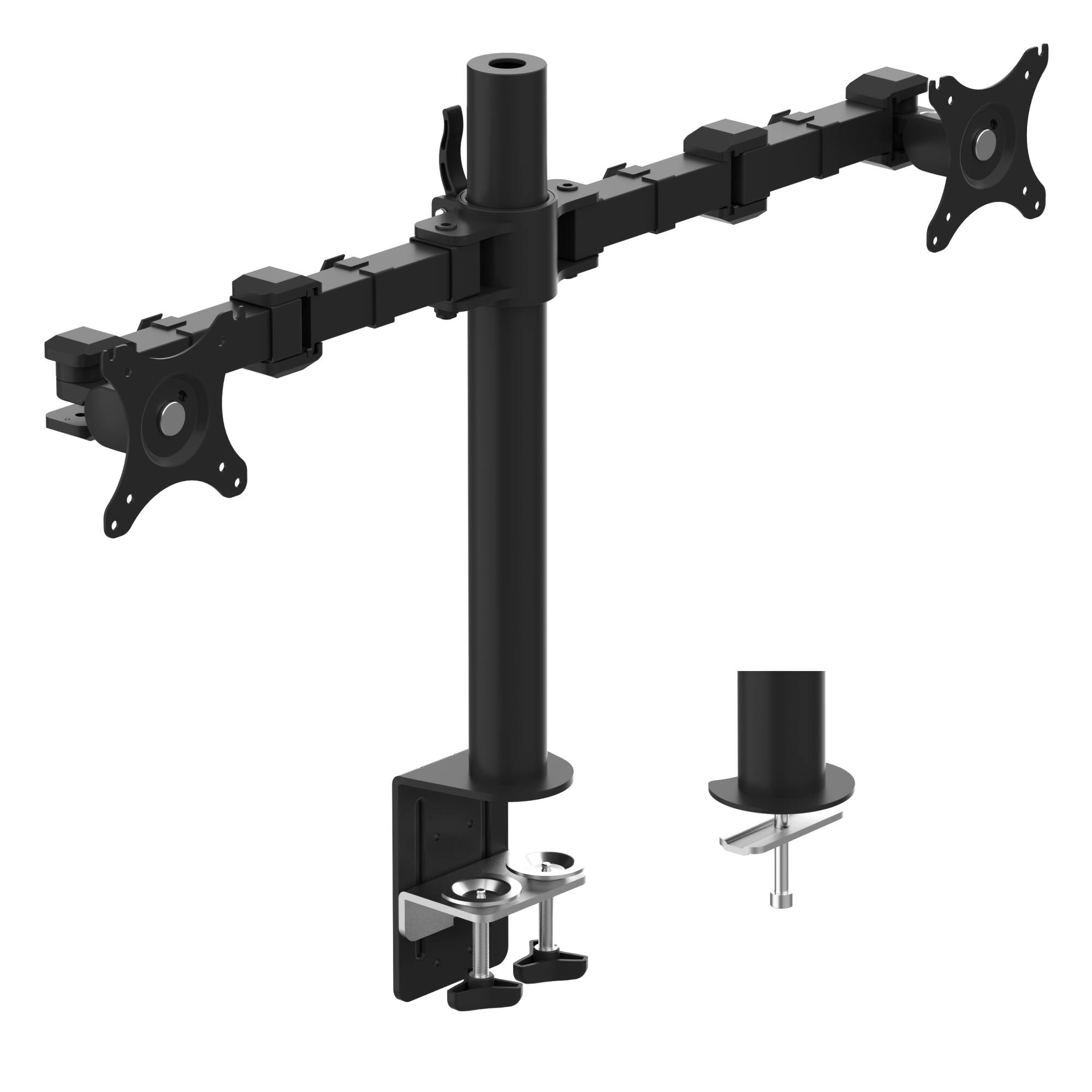 Front. FlexiSpot - Adjustable Dual Arms for Sit-Stand Riser up to 30" Monitors - Black.