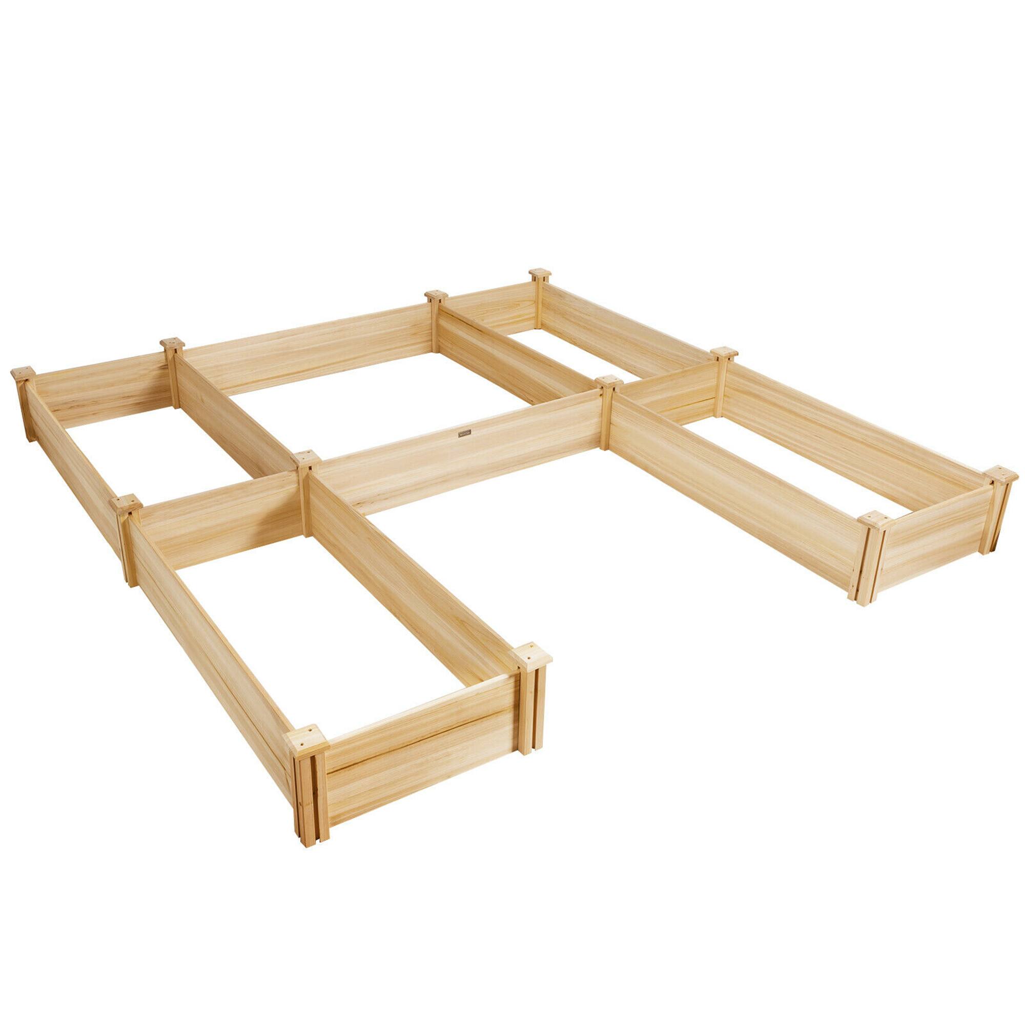 Alt View 1. Costway - Raised Garden Bed Wooden Garden Box Planter Container U-Shaped Bed 92.595x11in - Natural.