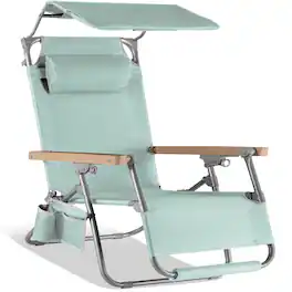 Best Choice Products - Beach Chair with Canopy, Folding Zero Gravity Reclining Camp Chair, Carry Straps - Seafoam