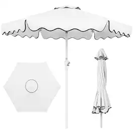 Best Choice Products - 7.5ft Patio Market Umbrella with Wavy Trim, Fade-Resistant, Crank & Tilt, Wind Vent - White