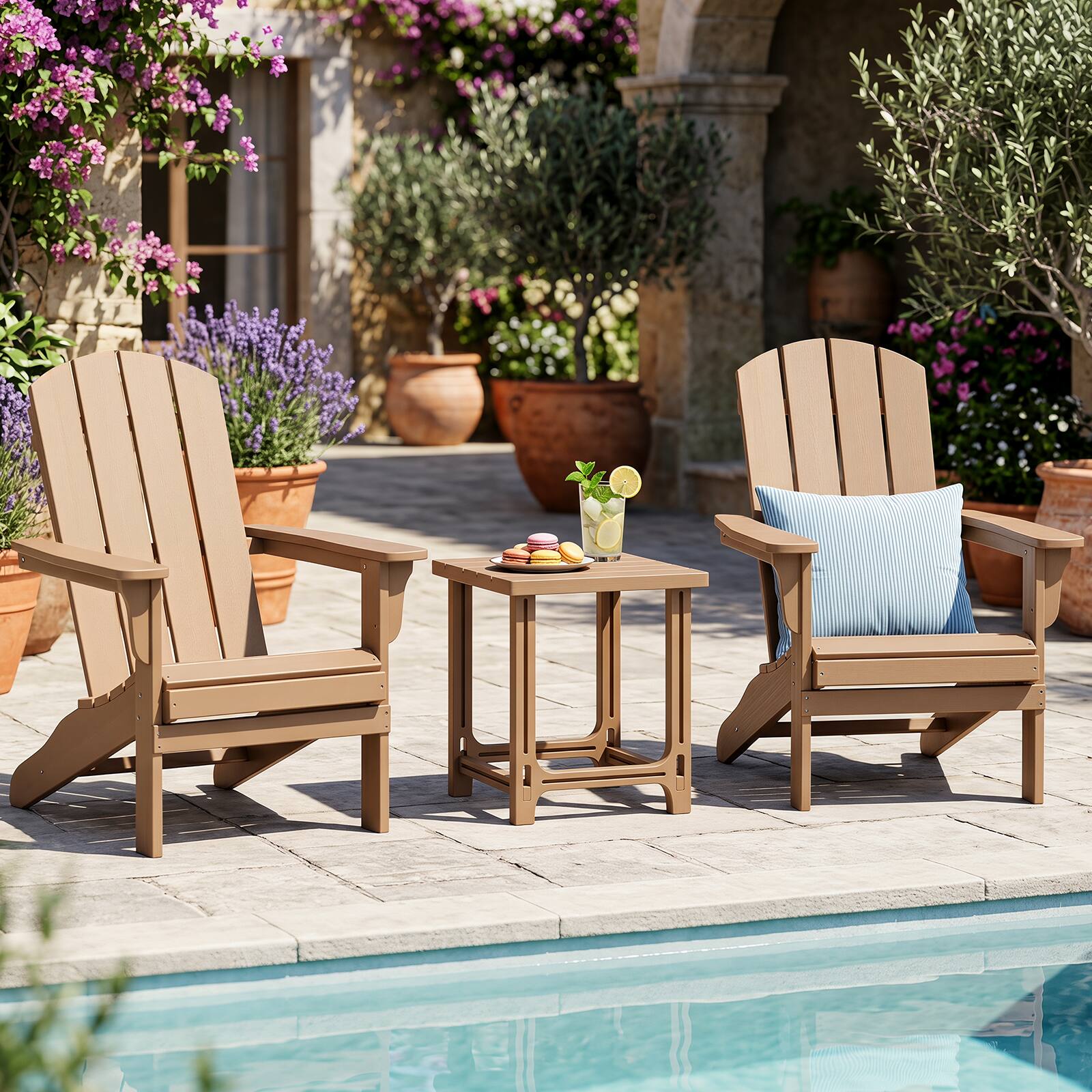 Alt View 3. Costway - Costway 18" Outdoor Adirondack Side Table with Slatted Surface, 0-Screw Assembly for Porch - Brown.