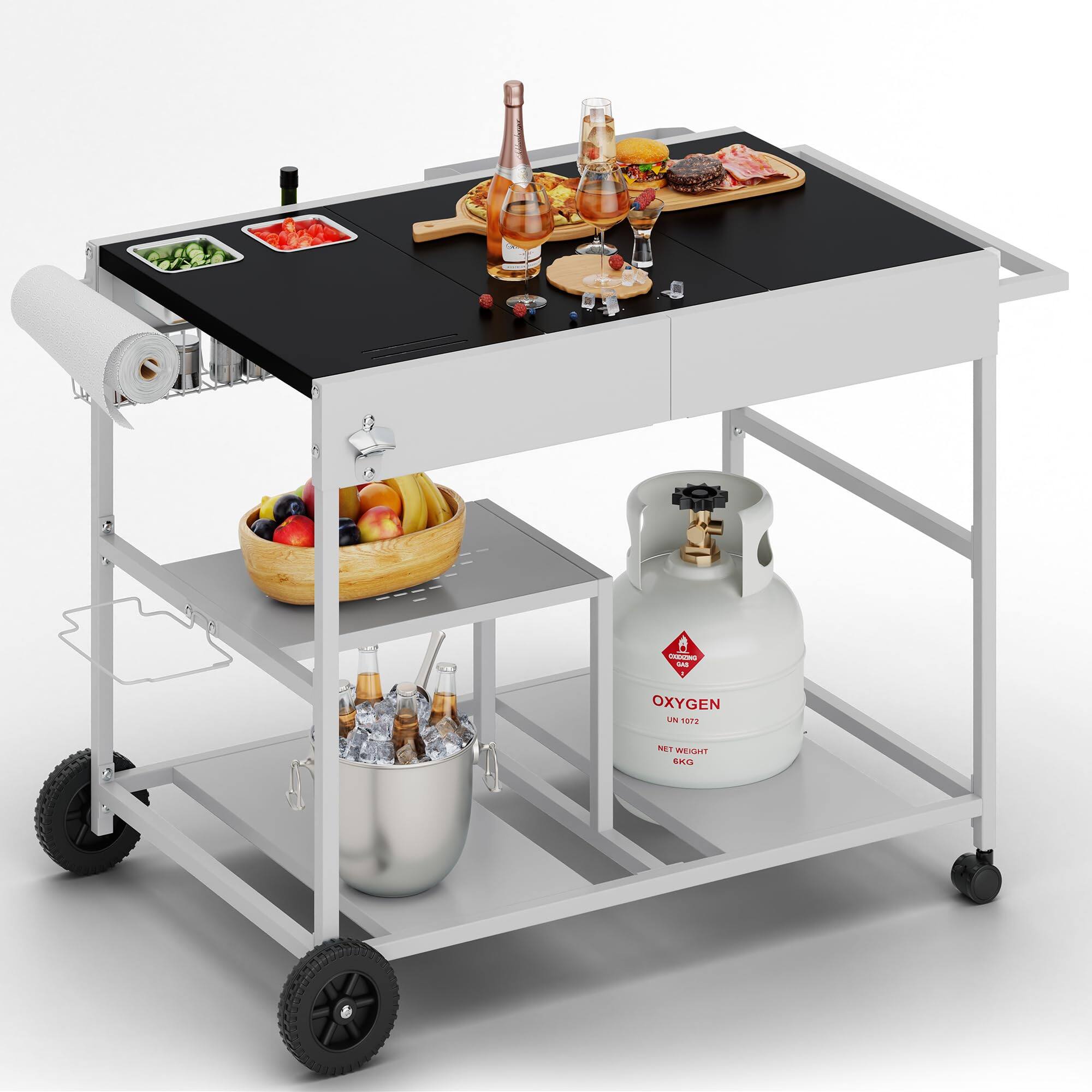 Black Pizza Oven Cart