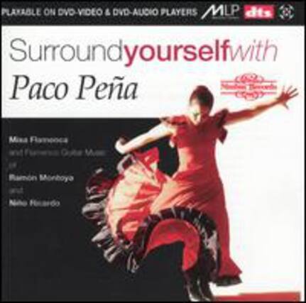 Sure, here is the corrected and grouped text:
---
**PLAYABLE ON DVD-VIDEO & DVD-AUDIO PLAYERS**
**Surround yourself with**
**Paco Peña**
**Misa Flamenca and Flamenco Guitar Music**
**Ramon Montoya**
**Nito Ricardo**
---
**MLP dts**