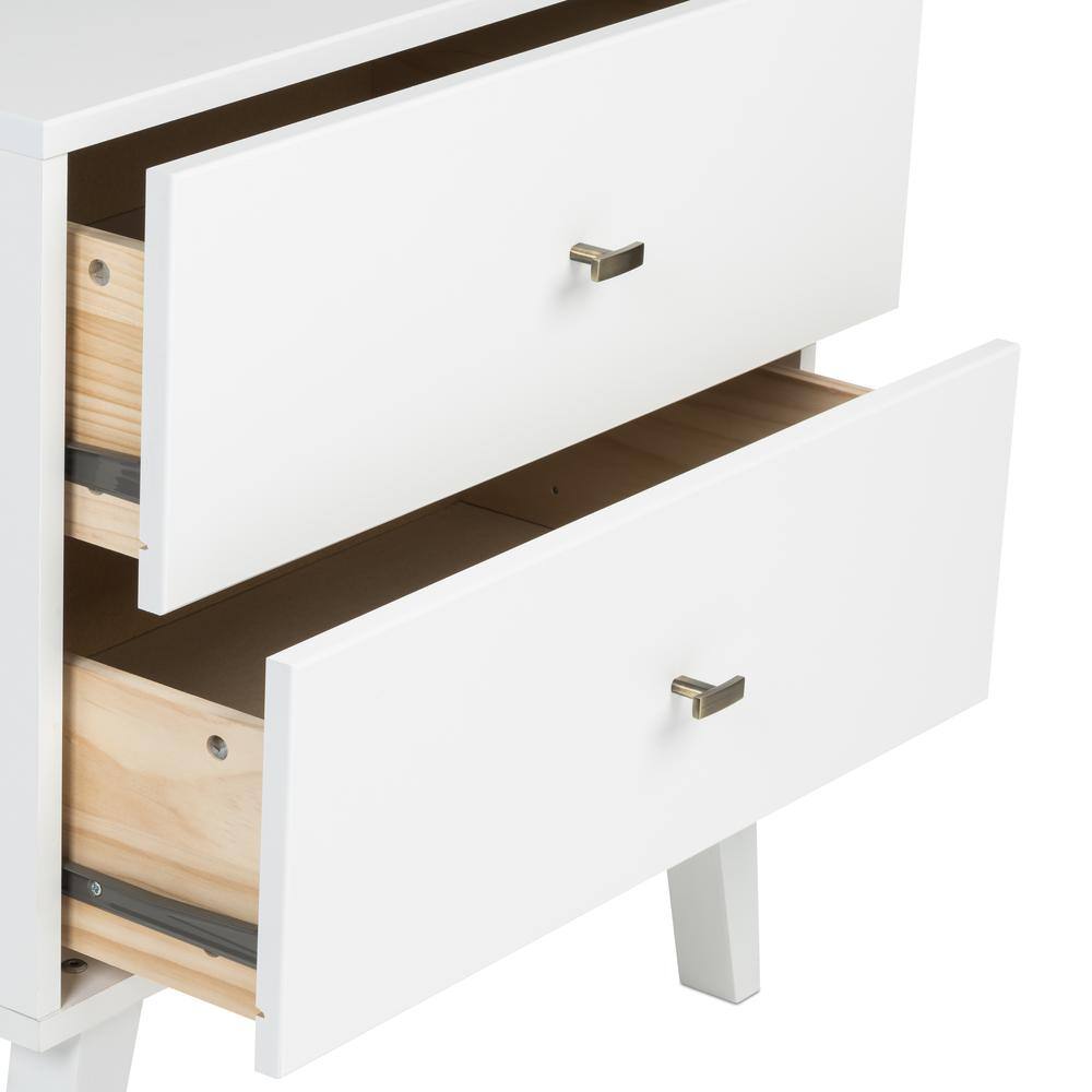Alt View 1. Prepac - Milo Mid Century Modern  2-drawer Nightstand, White - White.