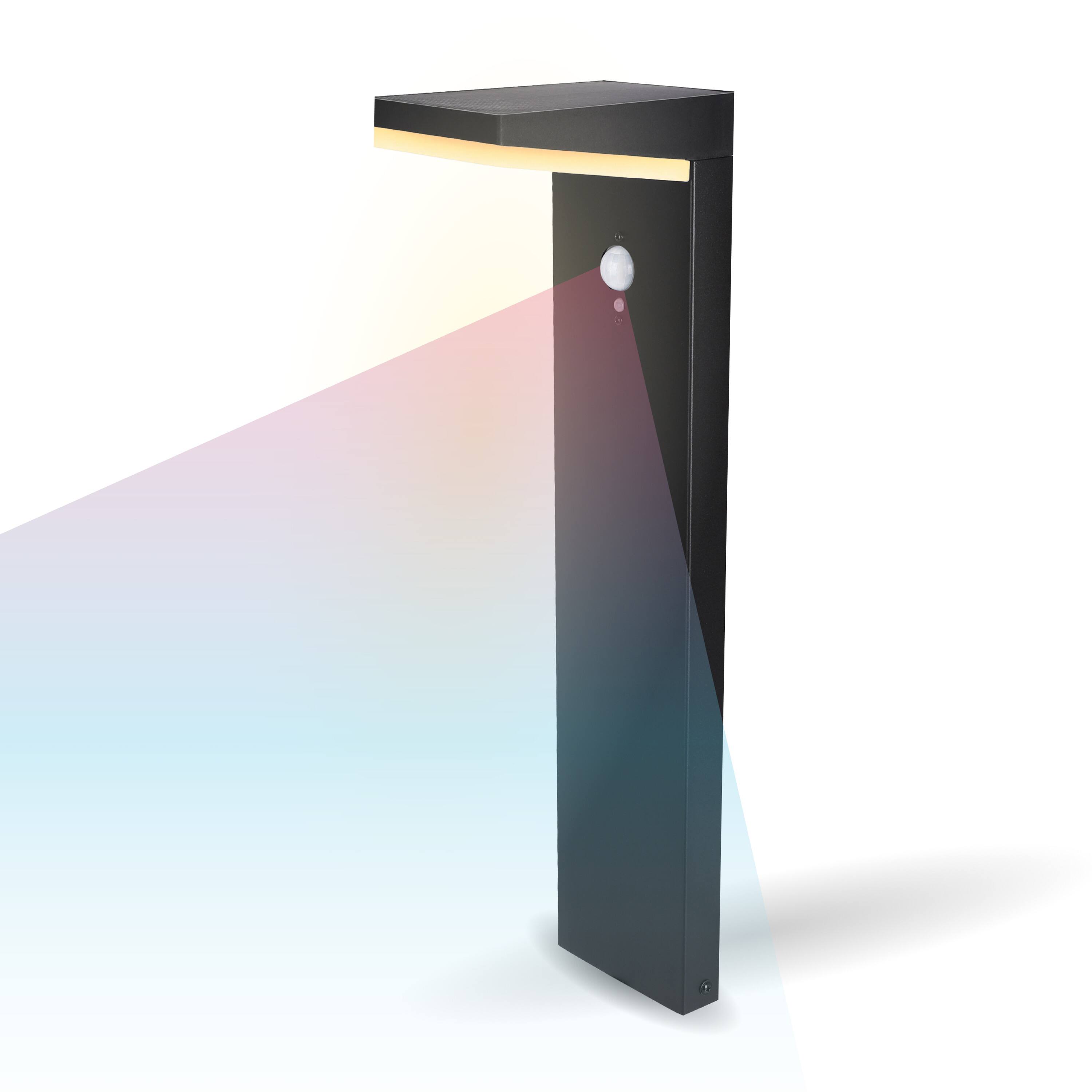 Front. Techko - Outdoor Solar Aluminum L-Shaped Pathway Light with Motion Sensor.