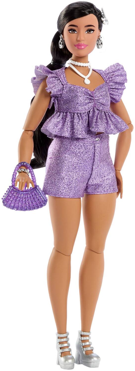 Alt View 1. Mattel - Mattel - Barbie Deluxe Style with Black Hair in Metallic Purple Top & Shorts   - Collectibles - Multicolor.