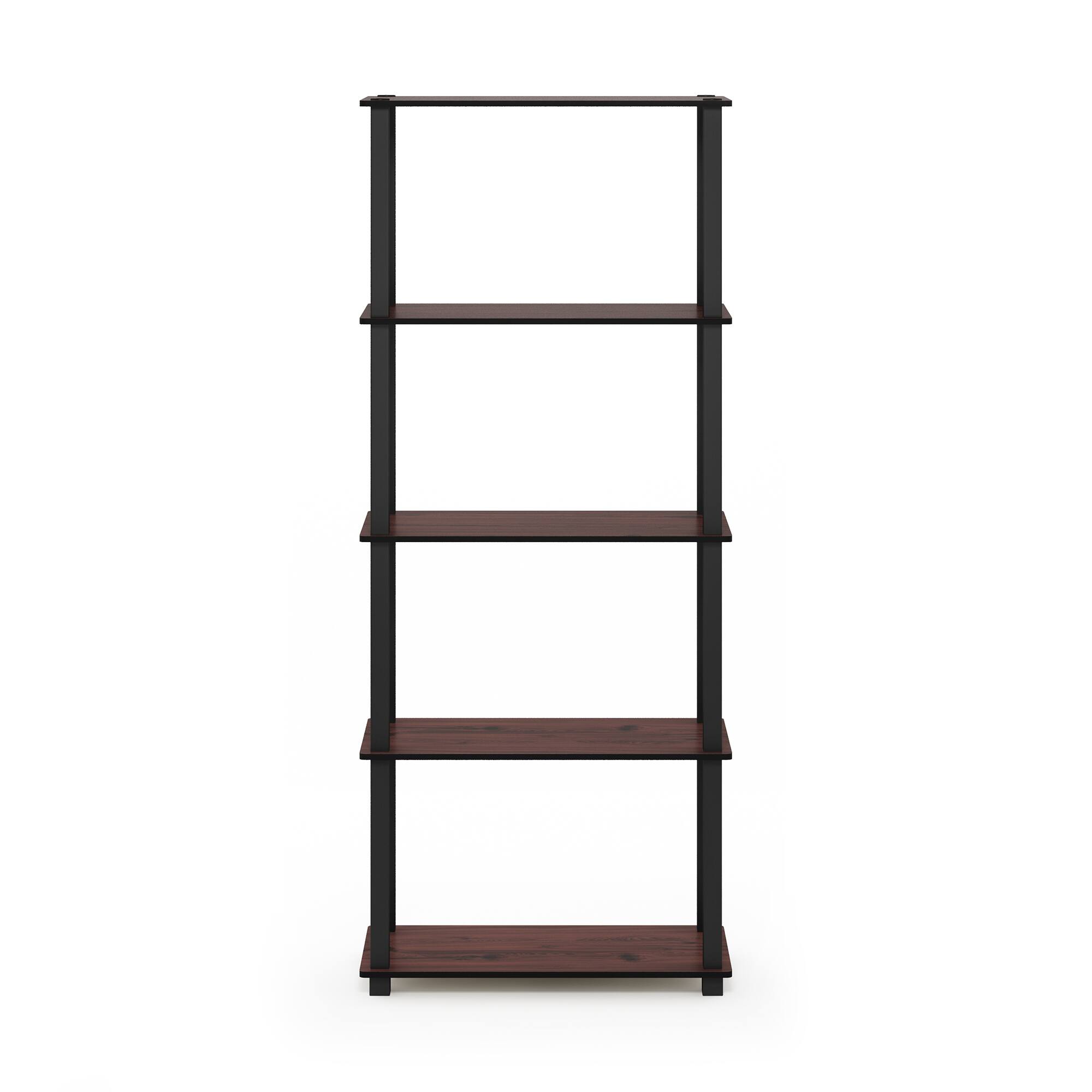 Alt View 2. Furinno - Turn-S-Tube 5-Tier Multipurpose Shelf Display Rack with Square Tubes, Dark Cherry/Black - Dark Cherry/Black.