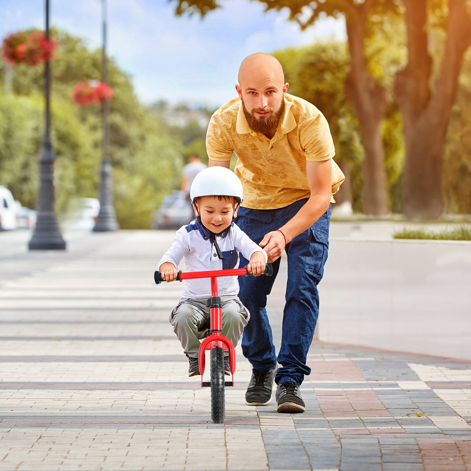 Alt View 1. Costway - Costway Kids Balance Bike No Pedal Training Bicycle w/ Adjustable Handlebar & Seat - Red.