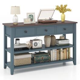 Ecooso - 50 Inch Narrow Entryway Console Table with Drawers and Open Storage Shelves - Gray