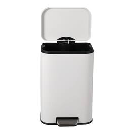 GARVEE - Stainless Steel 50L Kitchen Trash Can with Soft-Close Lid and Foot Pedal, Fingerprint-Proof - White