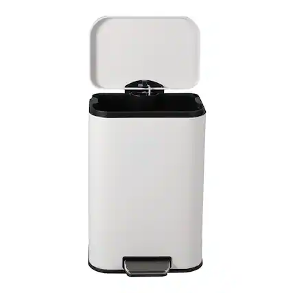 Front. GARVEE - Stainless Steel 50L Kitchen Trash Can with Soft-Close Lid and Foot Pedal, Fingerprint-Proof - White.