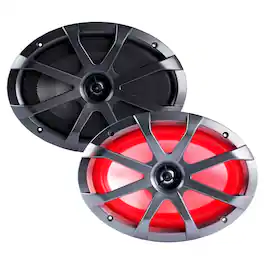 Memphis Car Audio - Memphis Audio 6x9 LED Marine Coaxial Speakers - 1 Pair (2 Units) - OEM Upgrade Pack MXA69L With Metal Gray Grilles - Black/Gray