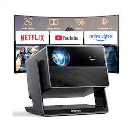 Elephas - Smart 4K Projector with WiFi and Bluetooth, 270° Rotatable, AI Auto Focus & Keystone - Black