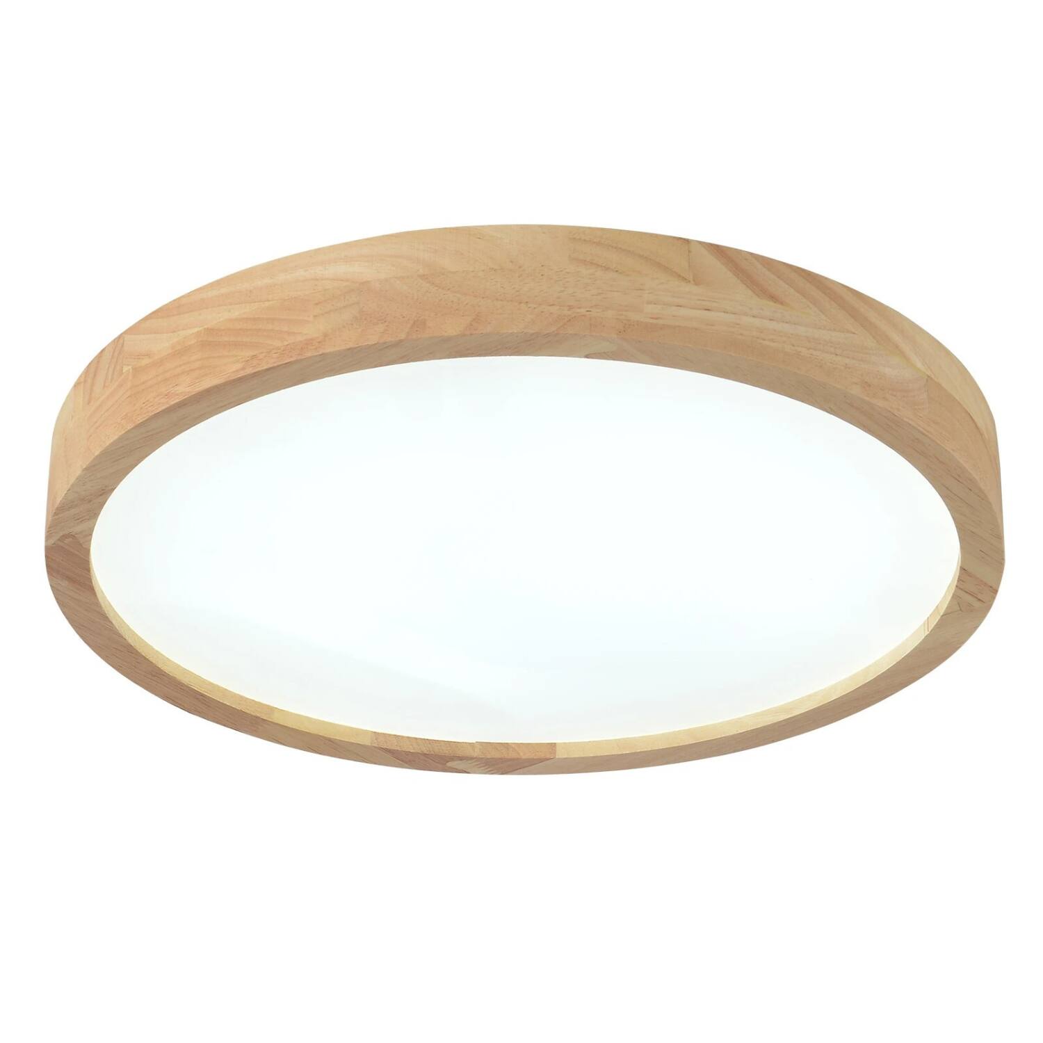 Front. Stock Preferred - Wooden Circle LED Ceiling Light – 36W Flush Mount - Brown.