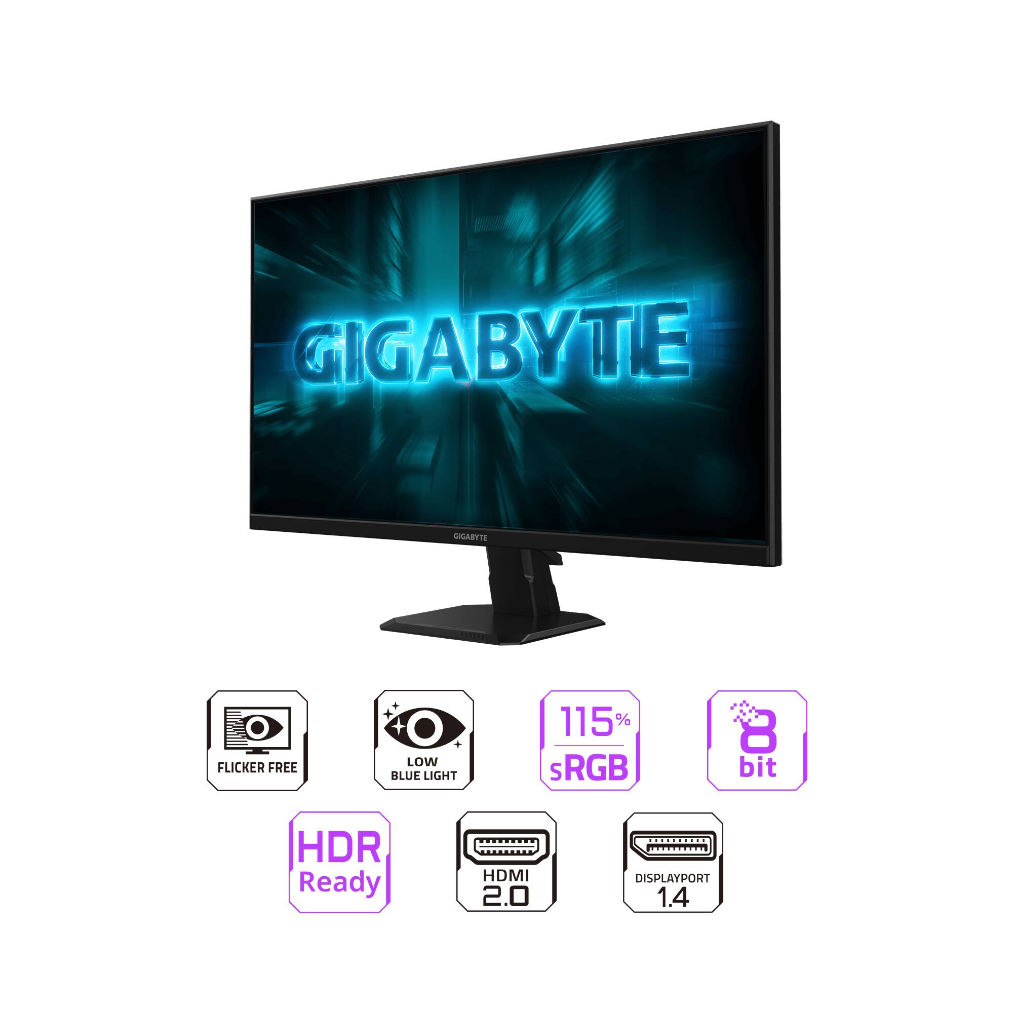 GIGABYTE GIGABYTE FLICKER FREE LOW BLUE LIGHT 115% sRGB 8 bit HDR Ready HDMI 2.0 DISPLAYPORT 1.4