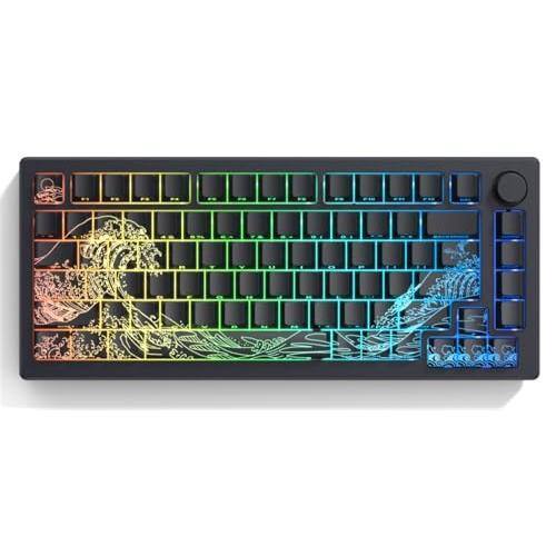 Front. Live At Space - Black Web Keycaps Line Backlit Shine Through Set Side Printed Key Caps Cherry Profile Custom For 75% 65% 60% Tkl Layout - Black Kanagawa.